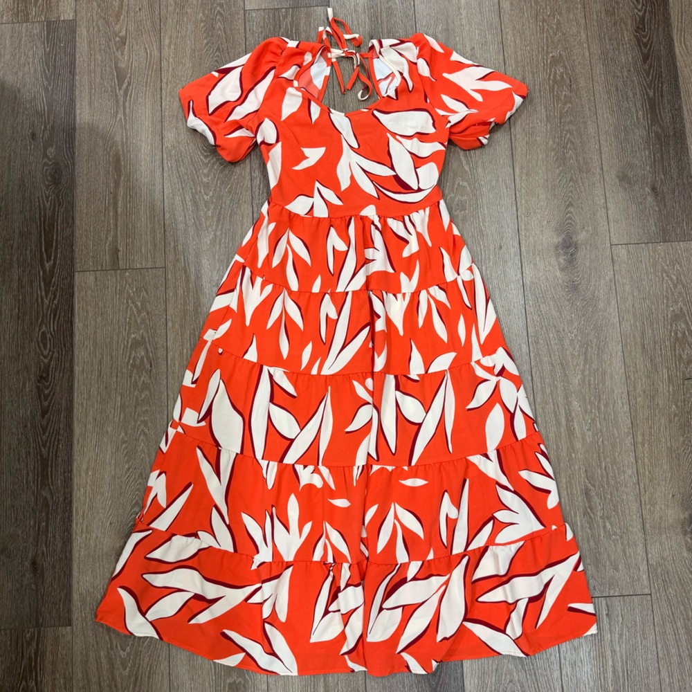 Orange Floral Maxi Dress Medium